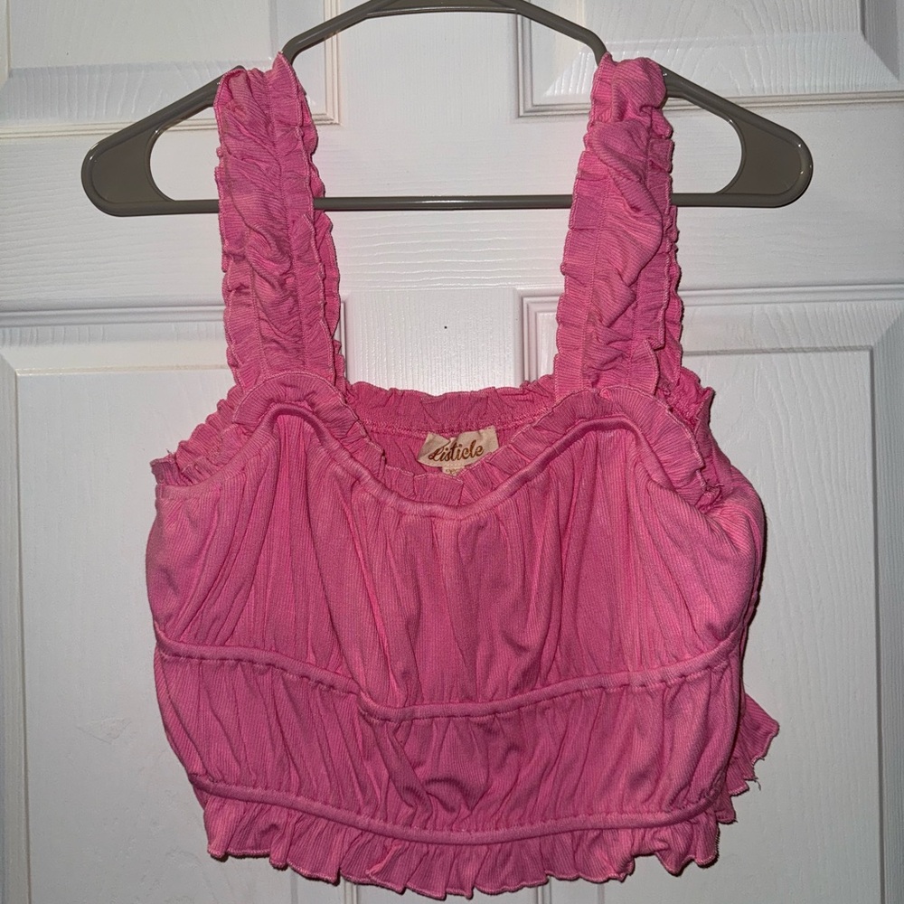 Listicle Fuchsia Ruffled Tank Top